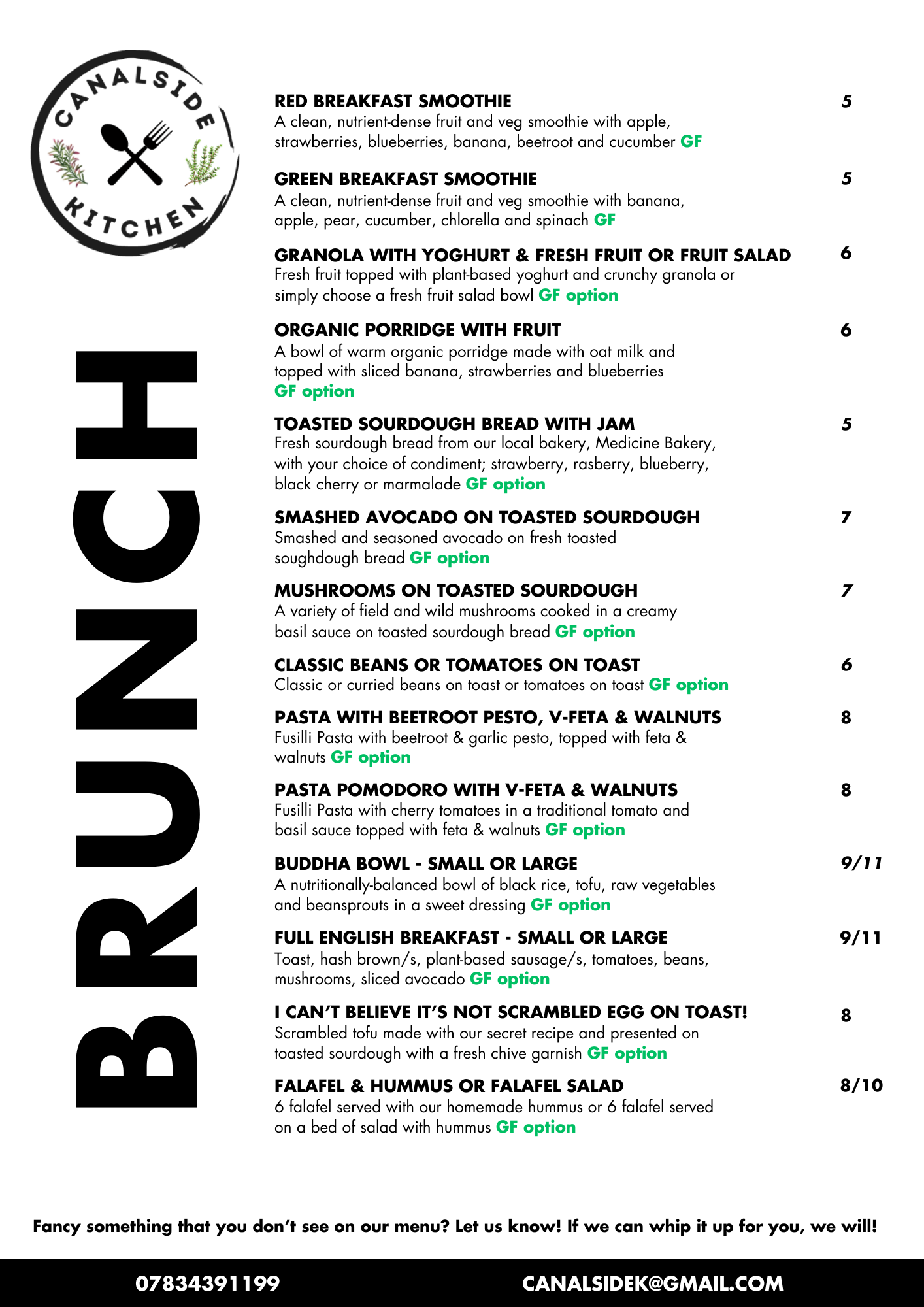 Brunch Menu 2024