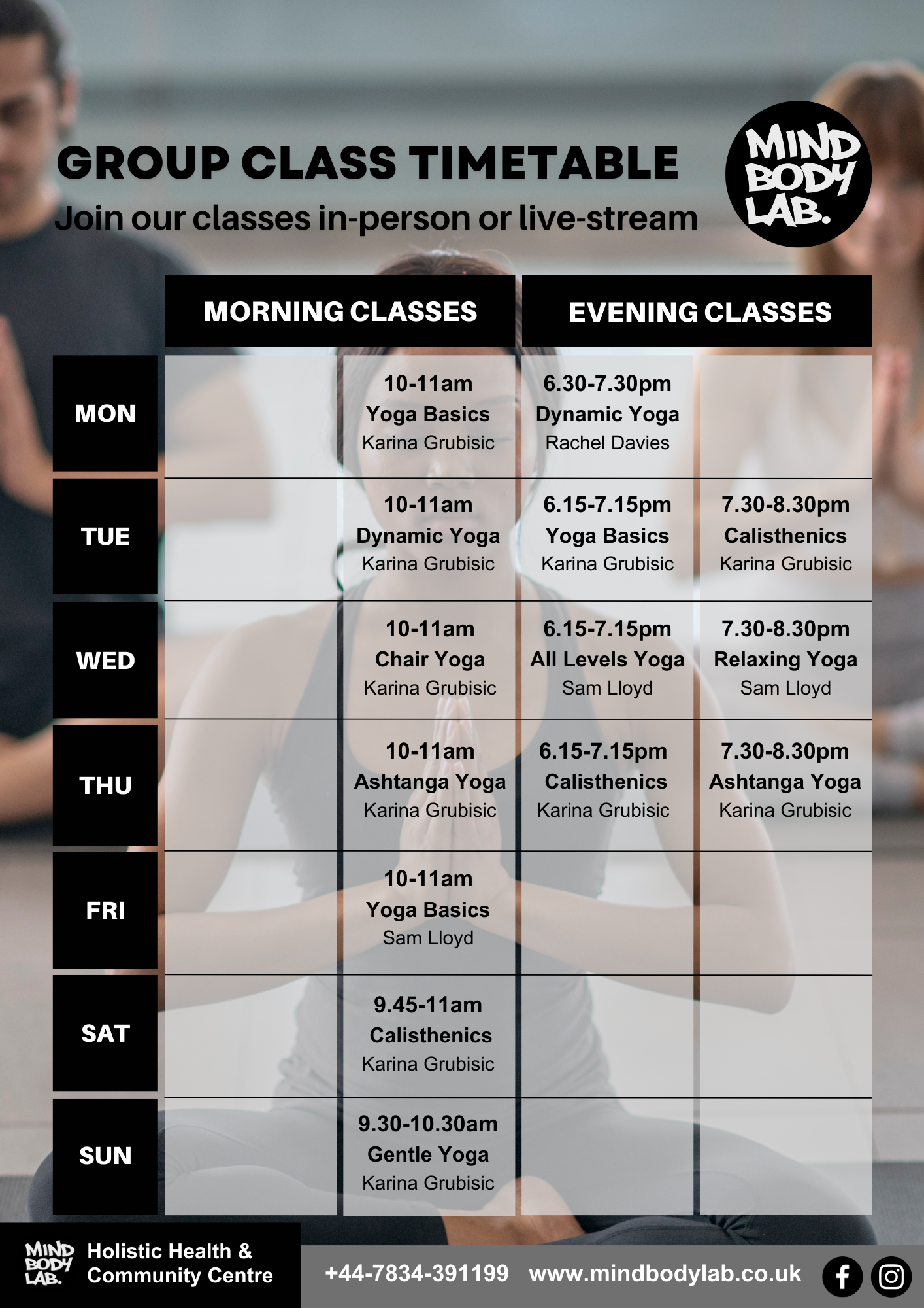 Timetable Autumn 2024