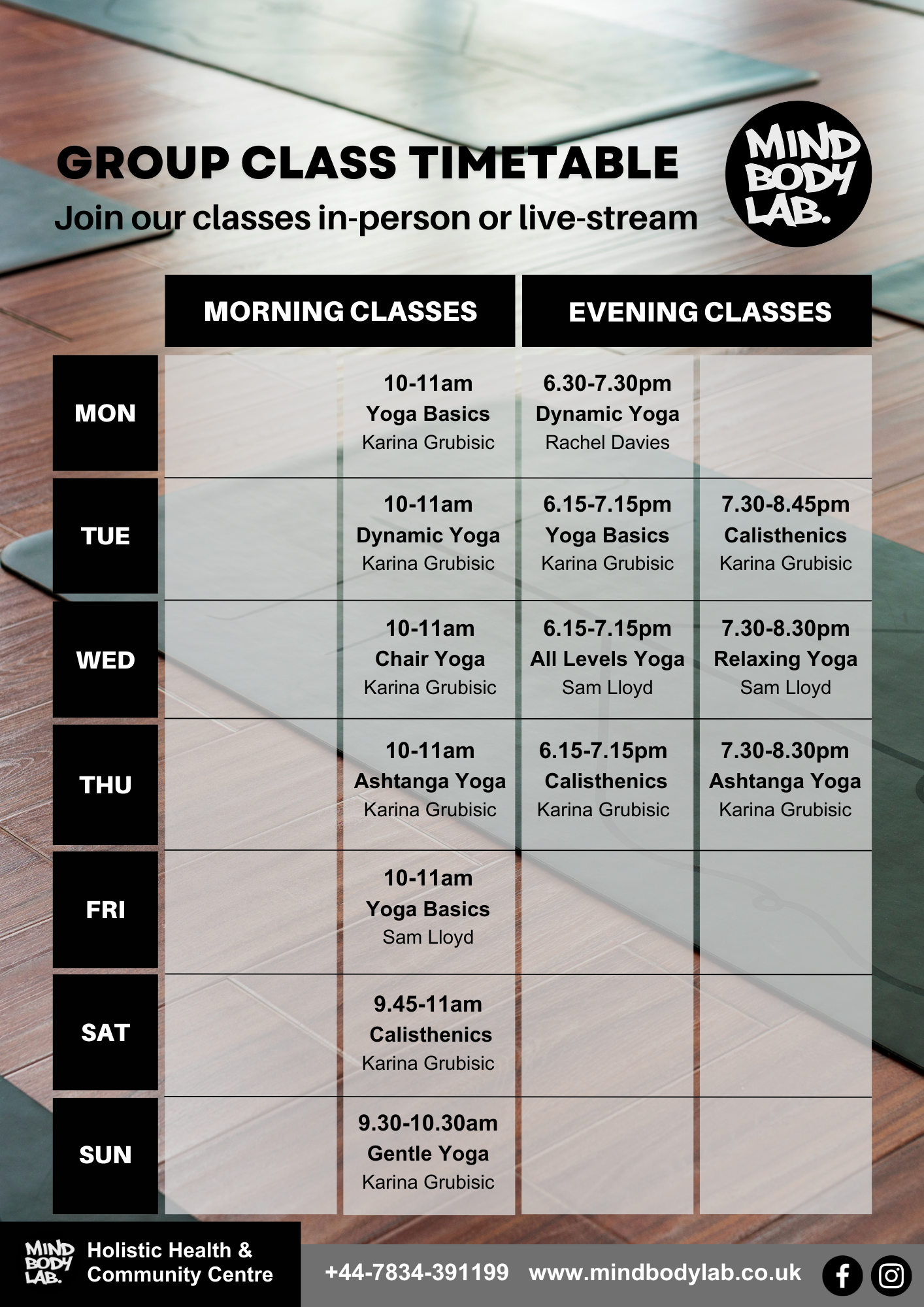 Autumn 24 timetable